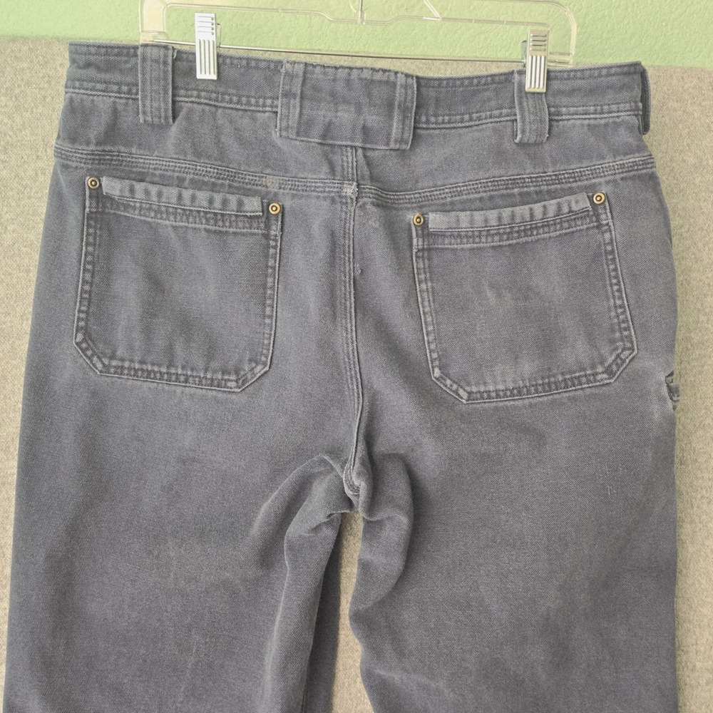 Duluth Trading Fire Hose Carpenter Pants Mens 38x32 Gray Cotton Canvas Workwear - Picture 14 of 16